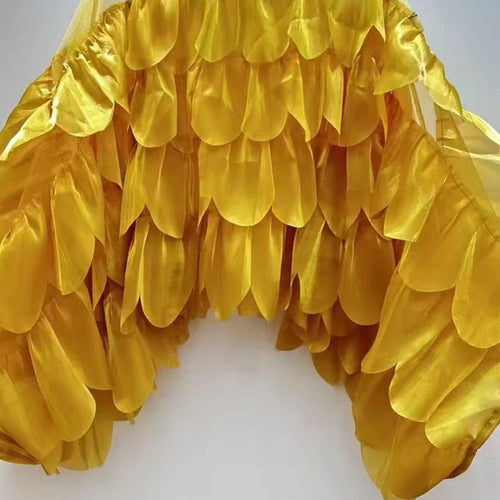 Load image into Gallery viewer, Solid Sheer Spliced Ruffles Folds Fashion Blouses for Women Round Neck Long Sleeves Elegant Blouse Female Clothing
