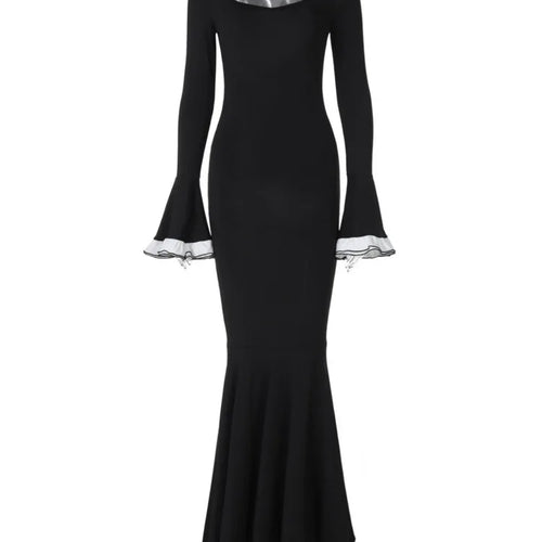 Load image into Gallery viewer, Flare Sleeve Sexy Bodycon Elegant Long Sleeve Maxi Dress Women High Waist Square Collar Evening Dress Female Clothes
