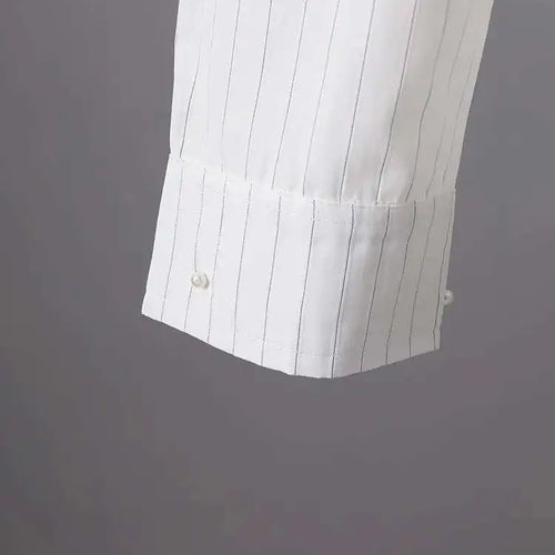 Load image into Gallery viewer, Women White Striped Pearl Big Size Elegant Blouse New Lapel Long Sleeve Shirt Fashion Tide Spring Autumn 2025 CPG2906

