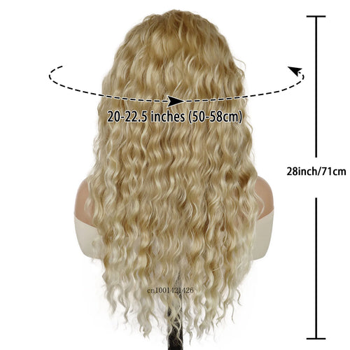 Load image into Gallery viewer, Blonde Wig Long Curly Hair Synthetic Fiber 28 Inch Water Wavy Curly Wigs Female Natural Hairstyles Daily Use Carnival Party Wigs
