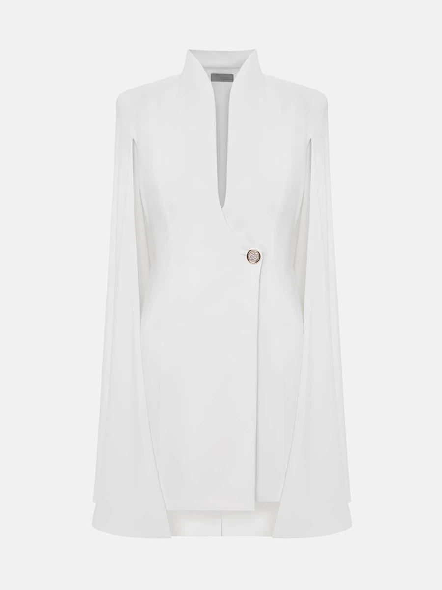 Solid Slimming Spliced Button Minimalist Jackets for Women V Neck Long Sleeves Temperament Jacket Female Clothing