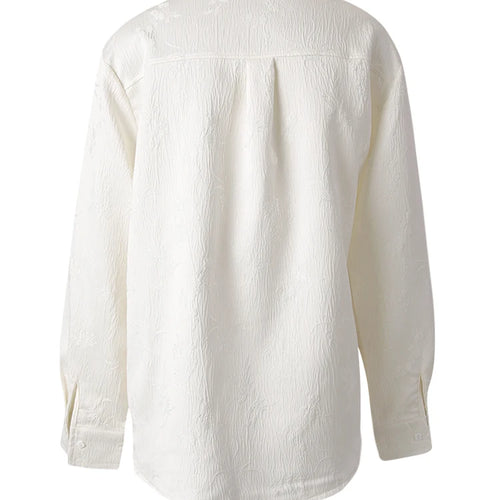 Load image into Gallery viewer, Women Beige Button Jacquard Bandage Big Size Blouse New Lapel Long Sleeve Shirt Fashion Tide Spring Autumn 2025 CPG3221
