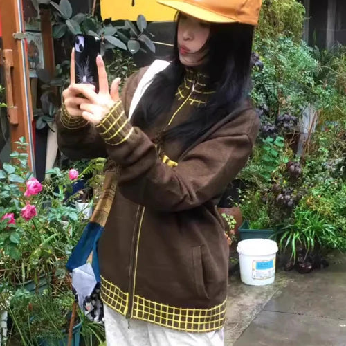 Load image into Gallery viewer, Y2k Aesthetic Vintage Knitted Plaid Cardigans Star Jacquard Tassel Zipper Sweater Coats Loose Women Grunge Harajuku Ins Knitwear
