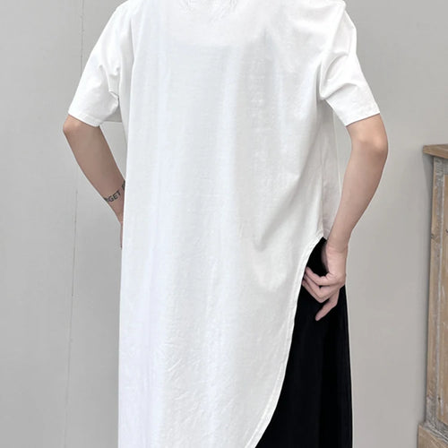 Load image into Gallery viewer, Women White Irregular Hem Big Size Casual T-shirt New Round Neck Short Sleeve Fashion Tide Spring Summer 2025 1DJ1676
