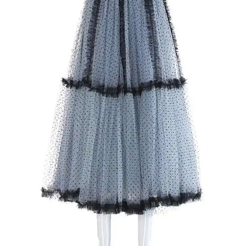 Load image into Gallery viewer, High Elastic Waist Red Dot Mesh Ruffles Elegant A-line Half-body Skirt Women Fashion Tide New Spring Autumn 2025 1DH6335
