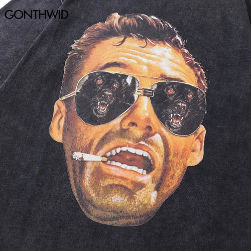 Load image into Gallery viewer, Men Vintage Tshirt Funny Graphic Print Black Oversized T-Shirt Streetwear Hip Hop Harajuku Cotton Loose Summer Fashion Top Tees
