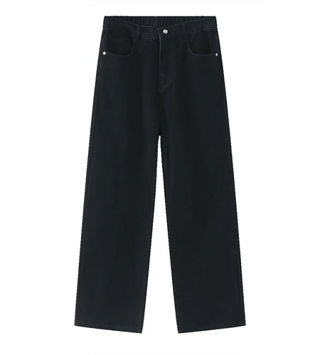 Men Bottoms Elastic Waist New Fashion Denim Pants Solid Color Straight Leg Male Jeans Summer Simple Men's Wear 9C4738