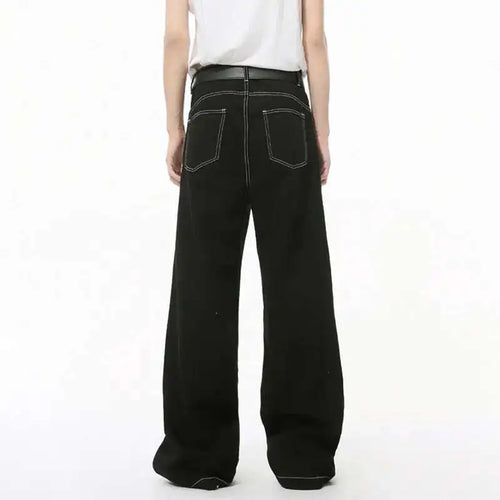 Load image into Gallery viewer, Summer New Men's Jeans Casual Bright Line Solid Color Denim Pants Straight Wide Leg Loose Male Trousers Korean Style 9C8203
