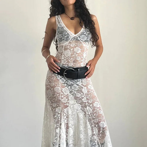 Load image into Gallery viewer, Sexy Lace Patchwork Printed Sleeveless Dress Women Perspective Slim Fit Backless Female Party Club Nightclub Vestidos
