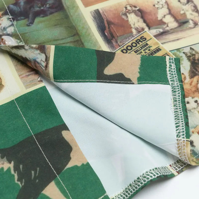 Vintage Shirts Y2K Cartoon Dog Graphic Printed Button Up Summer Blouse Streetwear Men Hip Hop Harajuku Short Sleeve Beach Shirt