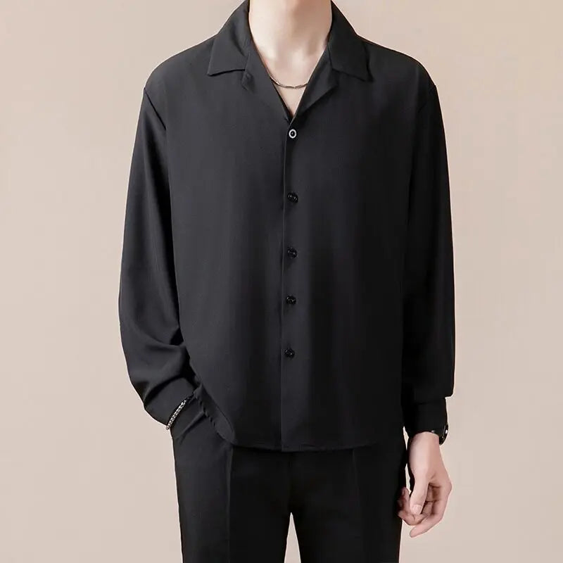 Male Shirts Spring Autumn Tide Loose Casual Style Men's Long Sleeved Turn-down Collar New Fashionable Shirts 9W120501