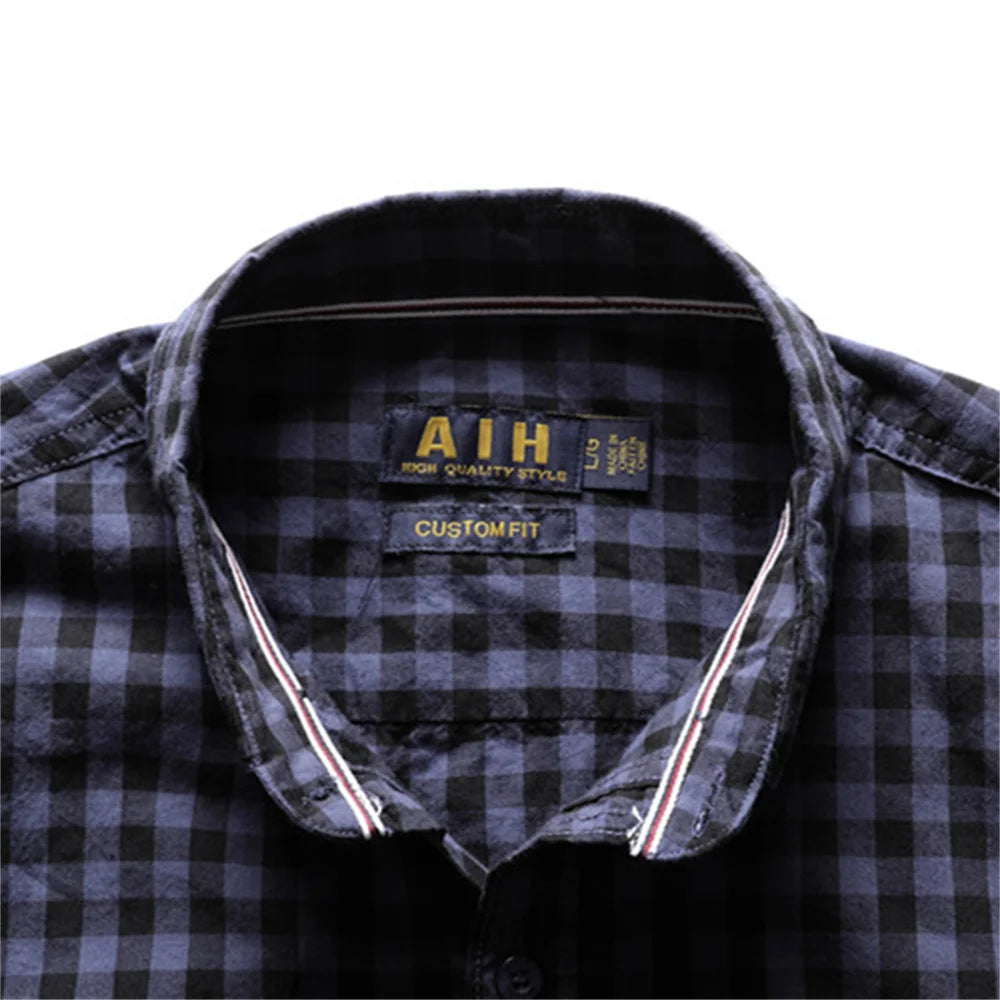 Spring 100% Cotton Plaid Shirt Casual Slim Fit Men Shirt Long Sleeve High Quality Men's Social Shirt Dress Shirts