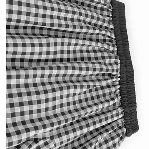 Load image into Gallery viewer, High Elastic Waist Black Plaid Pleated Irregular A-line Half-body Skirt Women Fashion Tide New Spring Autumn 2025 1DH9809
