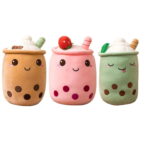 Load image into Gallery viewer, Kawaii Small Size Cartoon Bubble Tea Cup Peluche Toys Funny Boba Pillow Stuffed Soft Strawberry Panda Milk Tea Cushion Baby Gift
