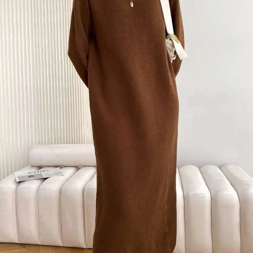 Load image into Gallery viewer, Women Rose Red Casual Midi Elegant Knitting Dress New Round Neck Long Sleeve Fashion Tide Spring Autumn 2025 1DH6450
