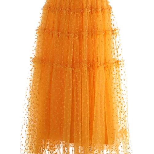 Load image into Gallery viewer, High Elastic Waist Green Dot Mesh Elegant Ball Gown Half-body Skirt Women Fashion Tide New Spring Autumn 2025 1DJ1173
