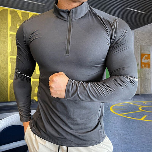 Load image into Gallery viewer, Mens Compression T-shirt Gym Fitness Sweatshirt Running Exercise Sports Tops Turtleneck Knitwear Long Sleeves Clothing Plus Size
