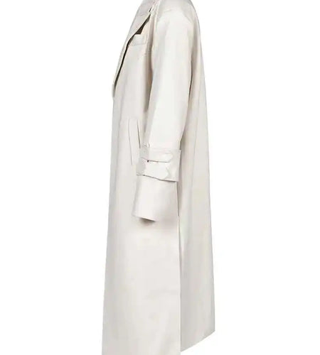 Women Beige Double Layers Big Size Long Casual Trench New Lapel Long Sleeve Windbreaker Fashion Spring Autumn 2025 1DH1465