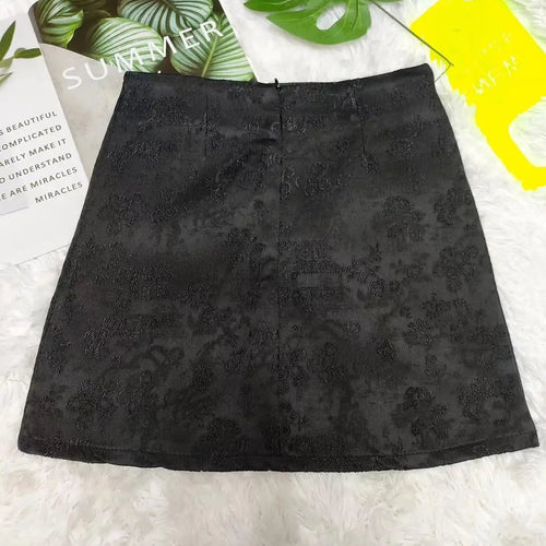Load image into Gallery viewer, Summer Blue Chinese Jacquard Women's Half Skirts New Fashion Black Wrap Hip Slim High Waist Streetwear Beige Japanese Clothing
