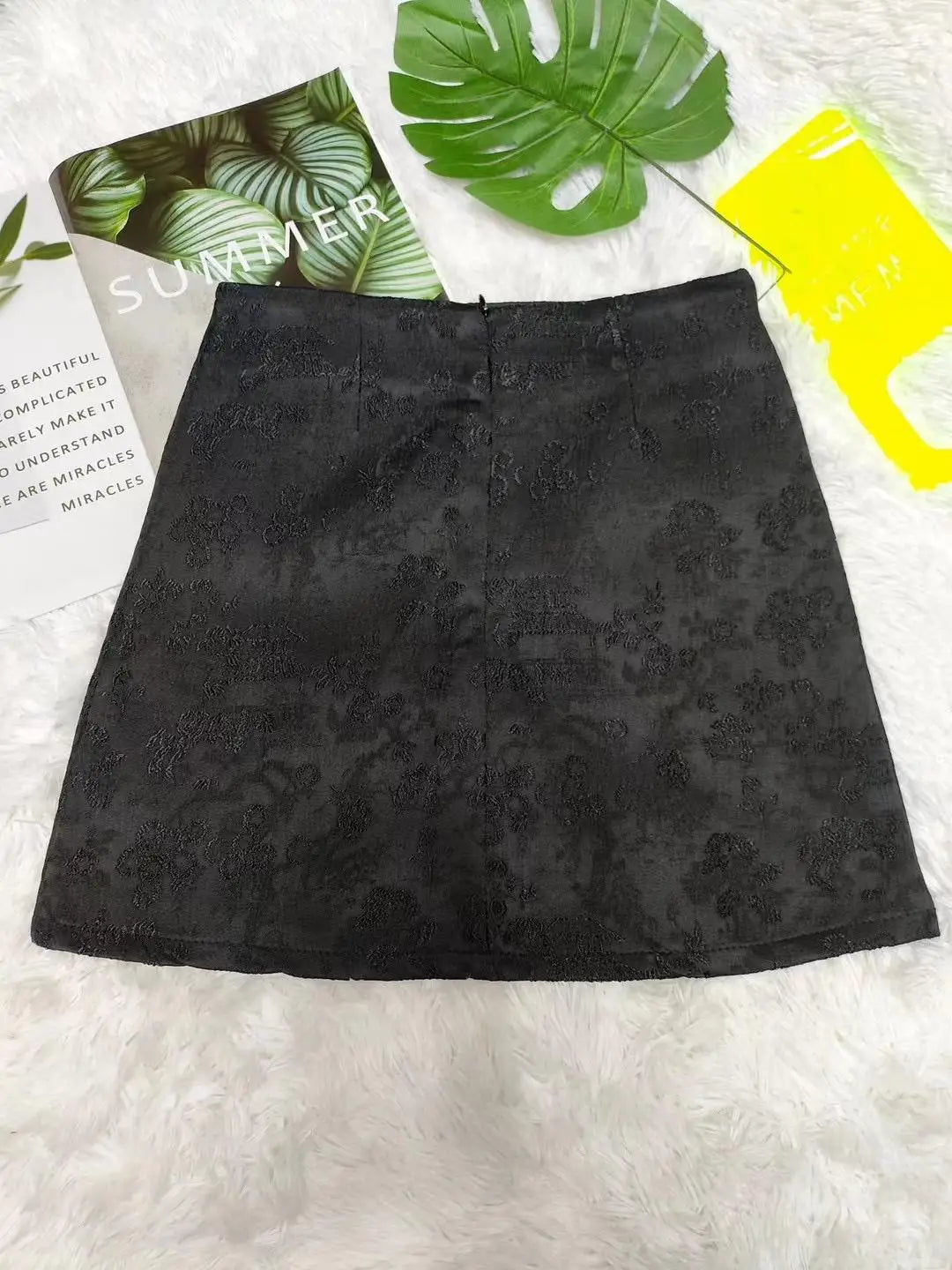 Summer Blue Chinese Jacquard Women's Half Skirts New Fashion Black Wrap Hip Slim High Waist Streetwear Beige Japanese Clothing