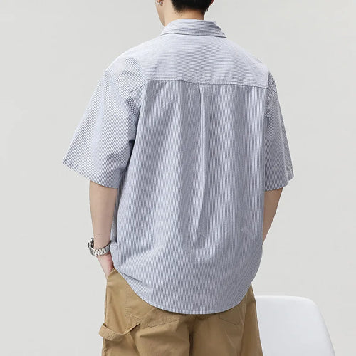 Load image into Gallery viewer, Men's Shirt Striped Turn-down Collar Thin Style Casual Lapel Shirts New Trendy Summer Japanese Style Male Top 9W1314
