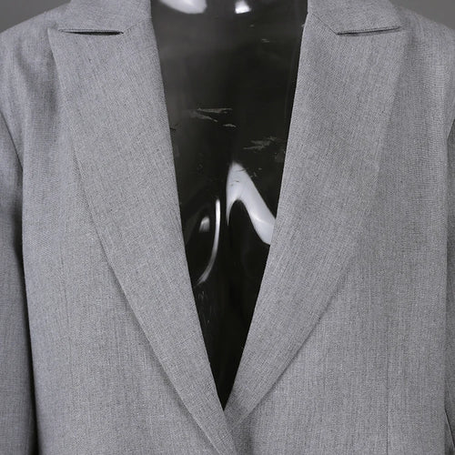 Load image into Gallery viewer, Women Gray Single Breasted Big Size Long Blazer New Lapel Long Sleeve Jacket Fashion Tide Spring Autumn 2025 1LD2132
