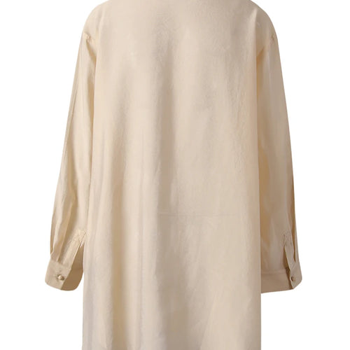 Load image into Gallery viewer, Women Apricot Thin Perspective Casual Big Size Blouse New Lapel Long Sleeve Shirt Fashion Tide Spring Autumn 2025 CPG3314
