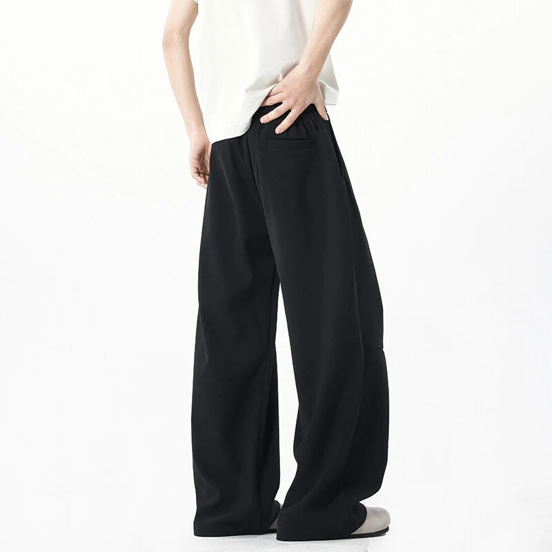 Summer Male Suit Pants Solid Color Simple Trendy Straight Wide Leg Tide Curved Knife Men's Causal Trousers 9W1880