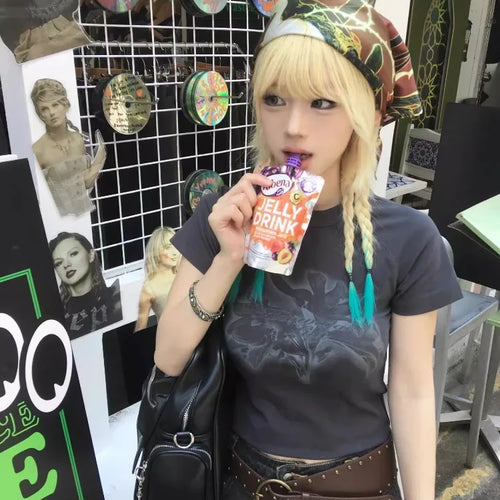 Load image into Gallery viewer, Shirts for Women Y2k T Shirts Short Sleeve O-neck Print Tees Fashion Casual Tshirts 2024 Ropa Mujer Tunic Summer Crop Tshirt
