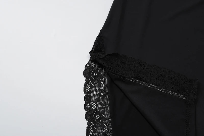 Lace Spaghetti Strap Sexy Mini Dress For Women Robe Fashion Sleeveless Backless Bodycon Side Split Club Dress Vestido