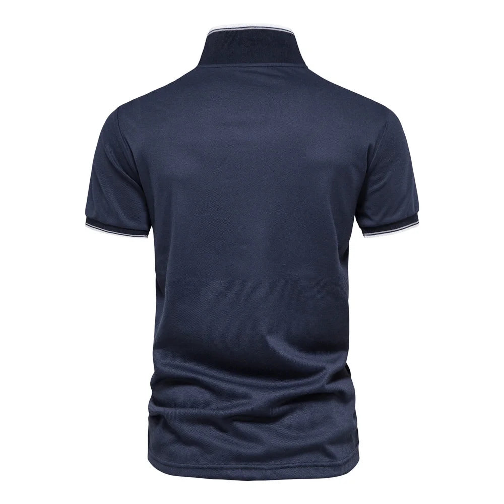 V Neck Polo Shirts for Men Solid Color Short Sleeve Classic Mens Polos 2022 New Summer Polo Shirt Men Clothing
