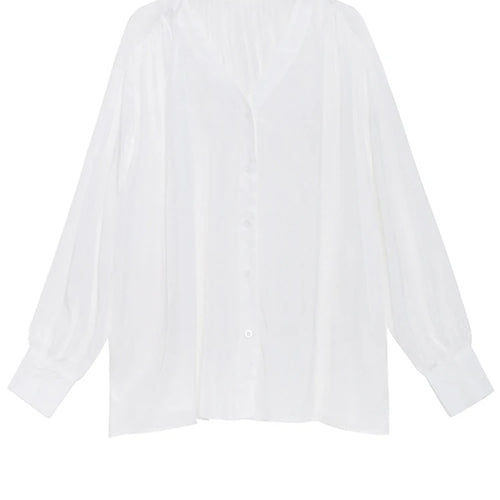 Load image into Gallery viewer, Women Black Elegant Big Size Casual Blouse New V-neck Long Sleeve Loose Fit Shirt Fashion Tide Spring Autumn 2025 1DH0656
