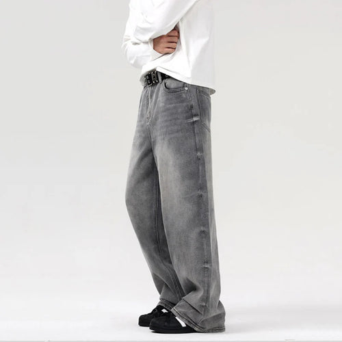 Load image into Gallery viewer, Men's Jeans New American Style Solid Color Loose Cleanfit Trendy Straight Wide Leg Male Denim Trousers Summer 2025 9W1308
