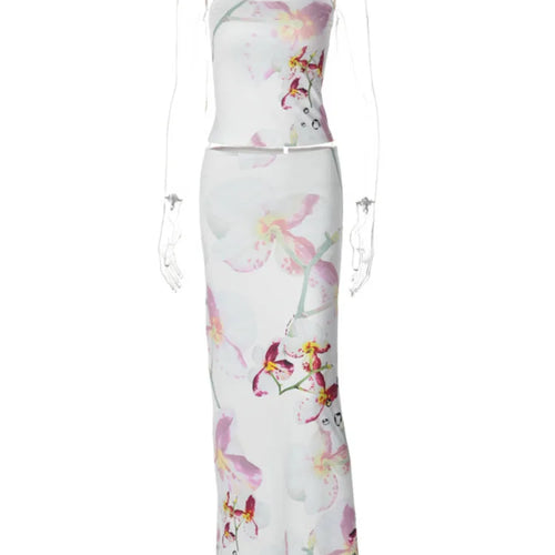 Load image into Gallery viewer, Print Sexy Two Piece Sets Women Fashion Spaghetti Strap Crop Tops And Maxi Skirt Ladies Elegant Printed Sexy Skirt Sets
