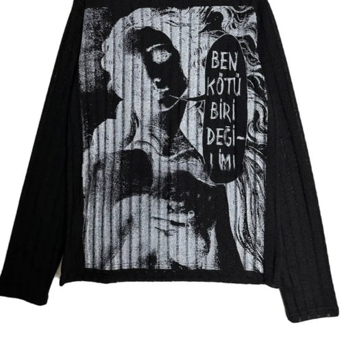 Load image into Gallery viewer, Y2k Tshirts Women 2024 Ropa Mujer Long Sleeve Print Tees Korean Fashion Camisetas Hollow Out Harajuku Summer Oversized T Shirt
