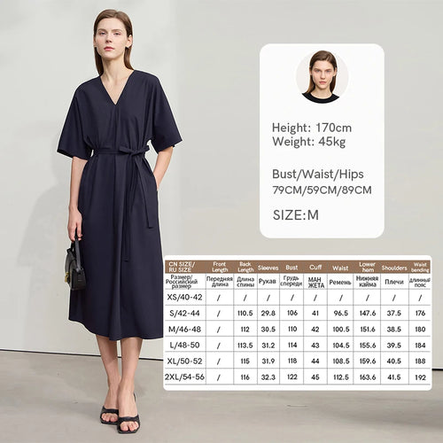 Minimalist Casual Womens Dresses 2025 Summer New Office Lady A Line V-neck Solid Color Dress for Woman Elegant 12542161