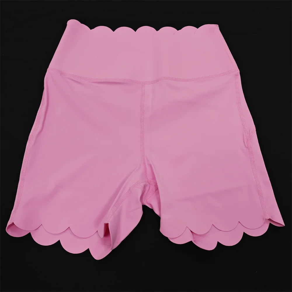 Breathable Skin-Friendly Fitness Two-Piece Set Square Collar Tight Yoga Suit High-Waist Lace Shorts