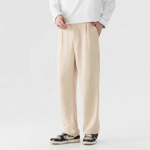 Load image into Gallery viewer, Korean Style Men&#39;s Suit Pants Casual Pleated Pockets Straight Leg Solid Color Male Loose Trousers New Spring 2025 9C6765
