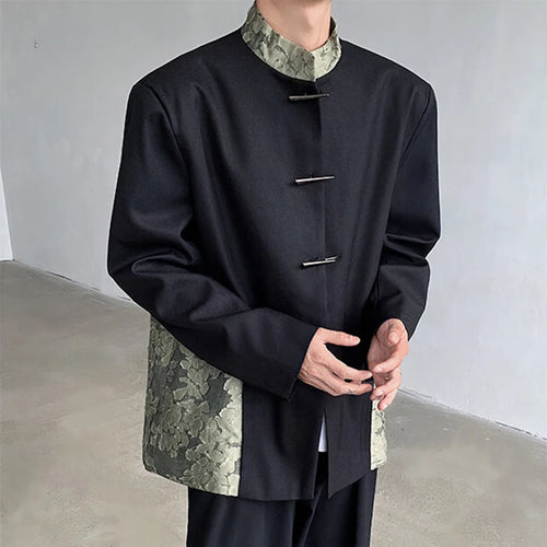 Load image into Gallery viewer, Men's Suit Coat New Chinese Style Stand Collar Trendy Lace Splicing Stylish Single Breasted Casual Male Clothing 9W1705
