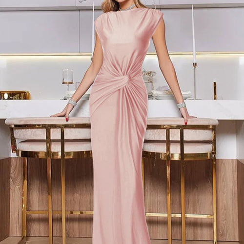 Load image into Gallery viewer, Elegant Sleeveless Round Neck Long Dress For Women Spring Summer 2025 New Temperament Slim Party Club Evening Dress
