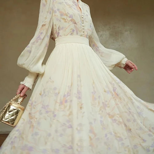 Load image into Gallery viewer, Hit Color Loose Dresses For Women V Neck Long Sleeve High Waist Temperament Dress Female Fashion Style Clothes New
