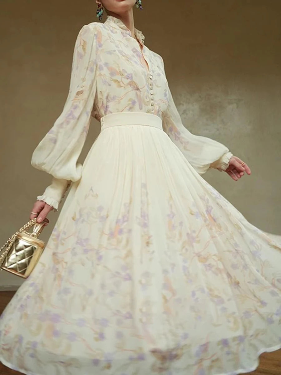 Hit Color Loose Dresses For Women V Neck Long Sleeve High Waist Temperament Dress Female Fashion Style Clothes New