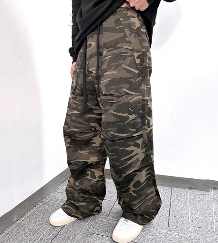 Men's Cargo Pants New American Style High Street  Loose Multi Pockets Trendy Straight Wide Leg Summer Male Trousers 9W1779