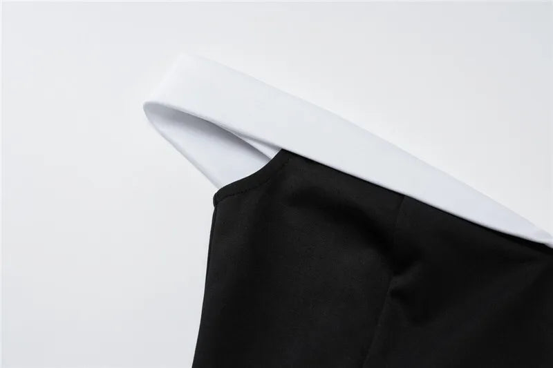 Off-shoulder Strapless Sexy Mini Dress Women Fashion Patchwork Sleeveless Backless High Waist A-line Club Party Dress