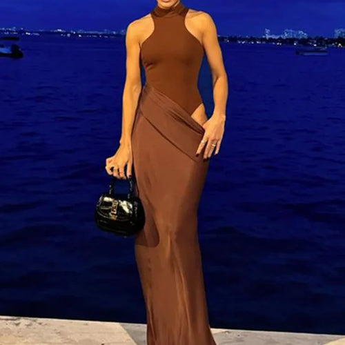 Load image into Gallery viewer, Women Sexy Party Club Evening Bodycon Sleeveless Long Dress Backless Soild Color Elegant Summer Dress
