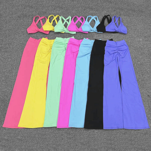 Load image into Gallery viewer, Flare Leggings V-shaped Hip Yoga Pants Women High Waist Wide Leg Pants Women Gym Fitness Sports Flared Pant Latin Dance Trousers
