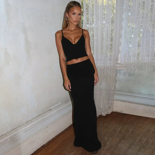 Load image into Gallery viewer, Print Sexy 2 Piece Sets Women Summer New V Neck Crop Tops And Maxi Skirt Female Elegant Club Party Slim Skirt Set
