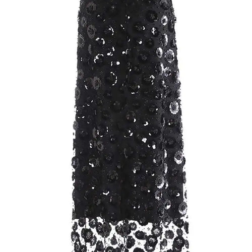 Load image into Gallery viewer, High Elastic Waist Black Nailed Sequins Mesh Elegant  Half-body Skirt Women Fashion Tide New Spring Autumn 2025 1DH9911
