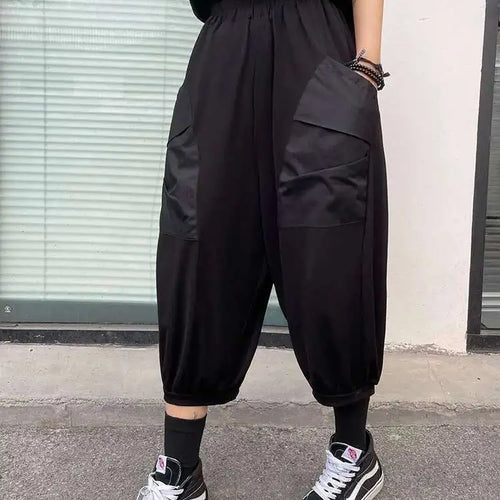 Load image into Gallery viewer, High Elastic Waist Black Pocket Thin Big Size Calf-Length Pants New Trousers Women Fashion Tide Spring Autumn 2025 1DJ0608
