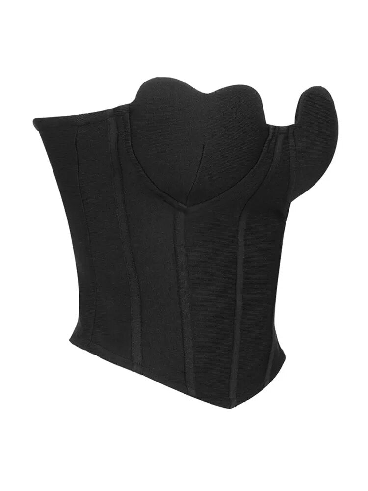 Solid Knitted Tank Top For Women Strapless Sleeveless Backless Patchwork Zipper Sexy Vest Female Fashion Clothing